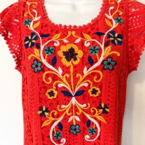 Eyelash Couture Orange Embroidered Lace Dress Juniors Medium